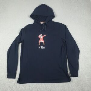Denim & Flower Ricky Singh Santa Claus Navy Blue Pullover Hoodie Shirt Large